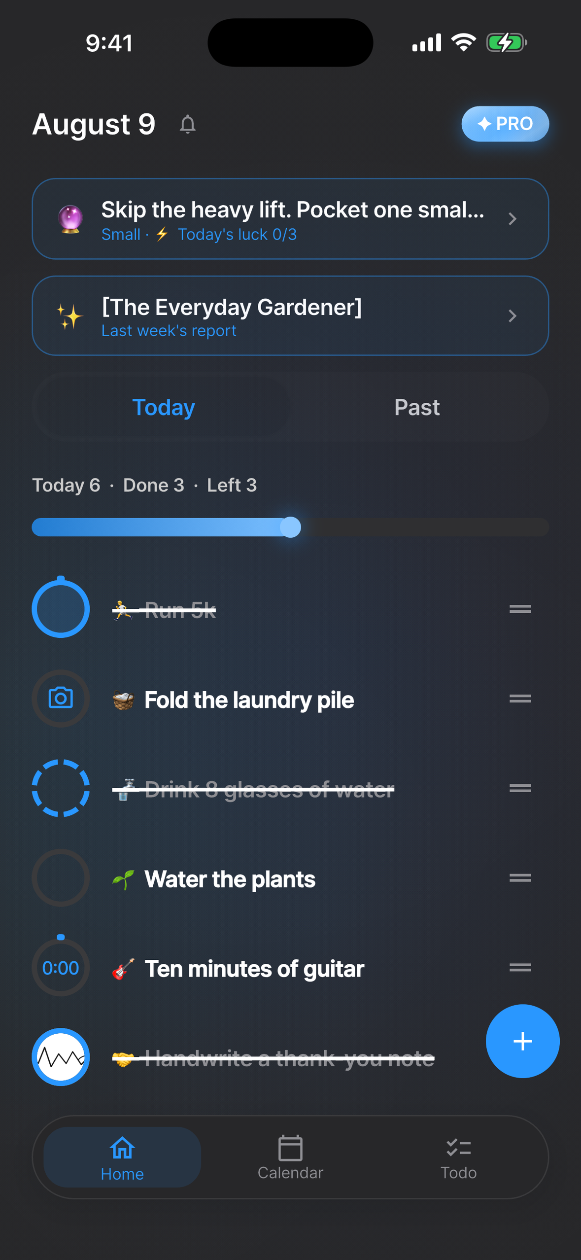 dottodash — today's fortune, the list, and last week's report